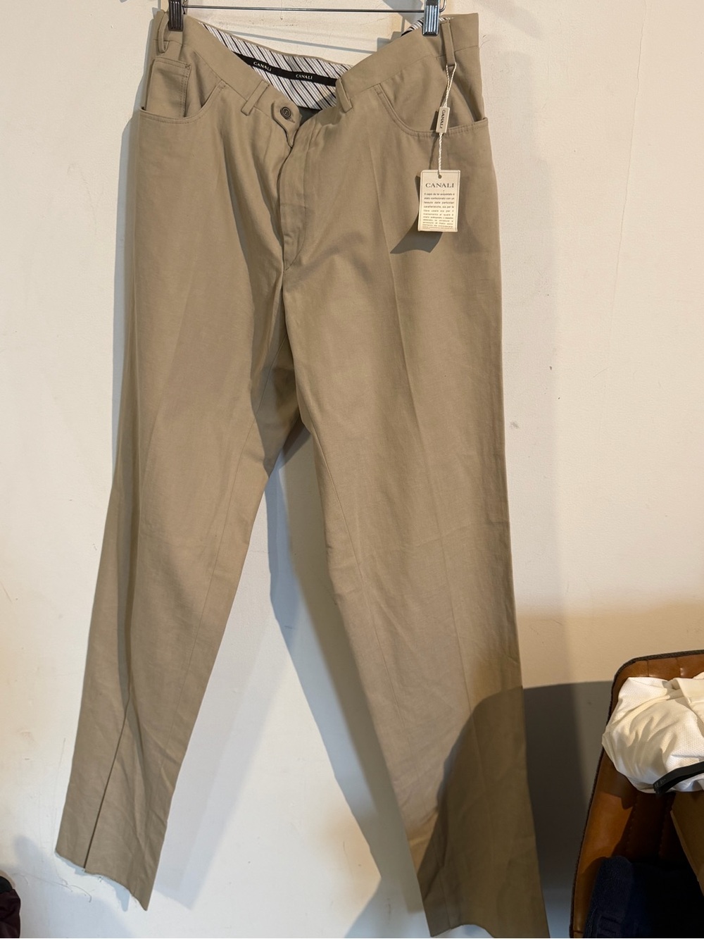 Canali Men's Khaki Cotton-Blend Chinos